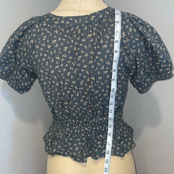 Madewell Manon Cotton Check Voile Short Sleeve Top Size XXS - Picture 7 of 10